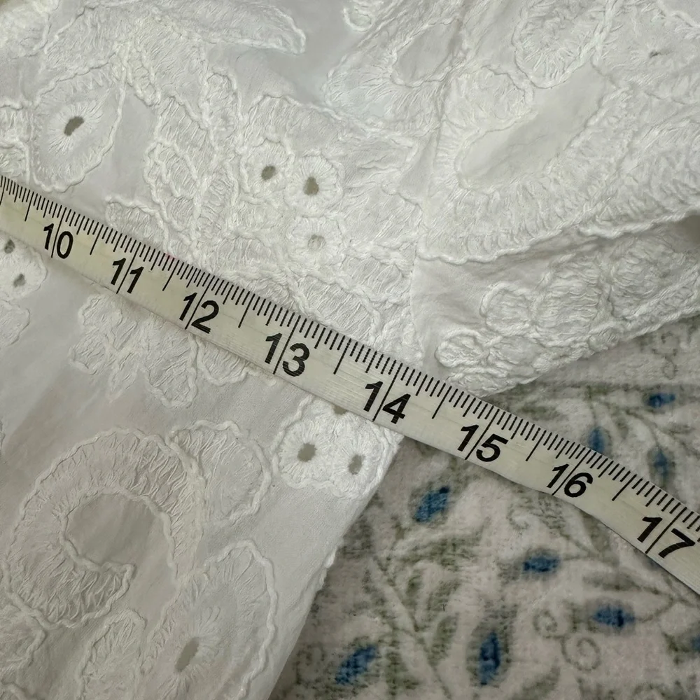 Zara White Eyelet Puff Sleeve Midi Dress Cottagecore Spring Capsule Chic - Picture 5 of 7